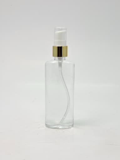 100ml Oval Bottle Clear - Gold Pump