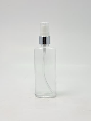 100ml Oval Bottle Clear - Silver Pump  