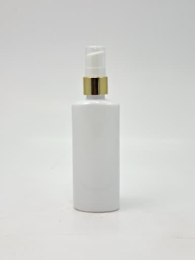 100ml Oval Bottle White - Gold Pump