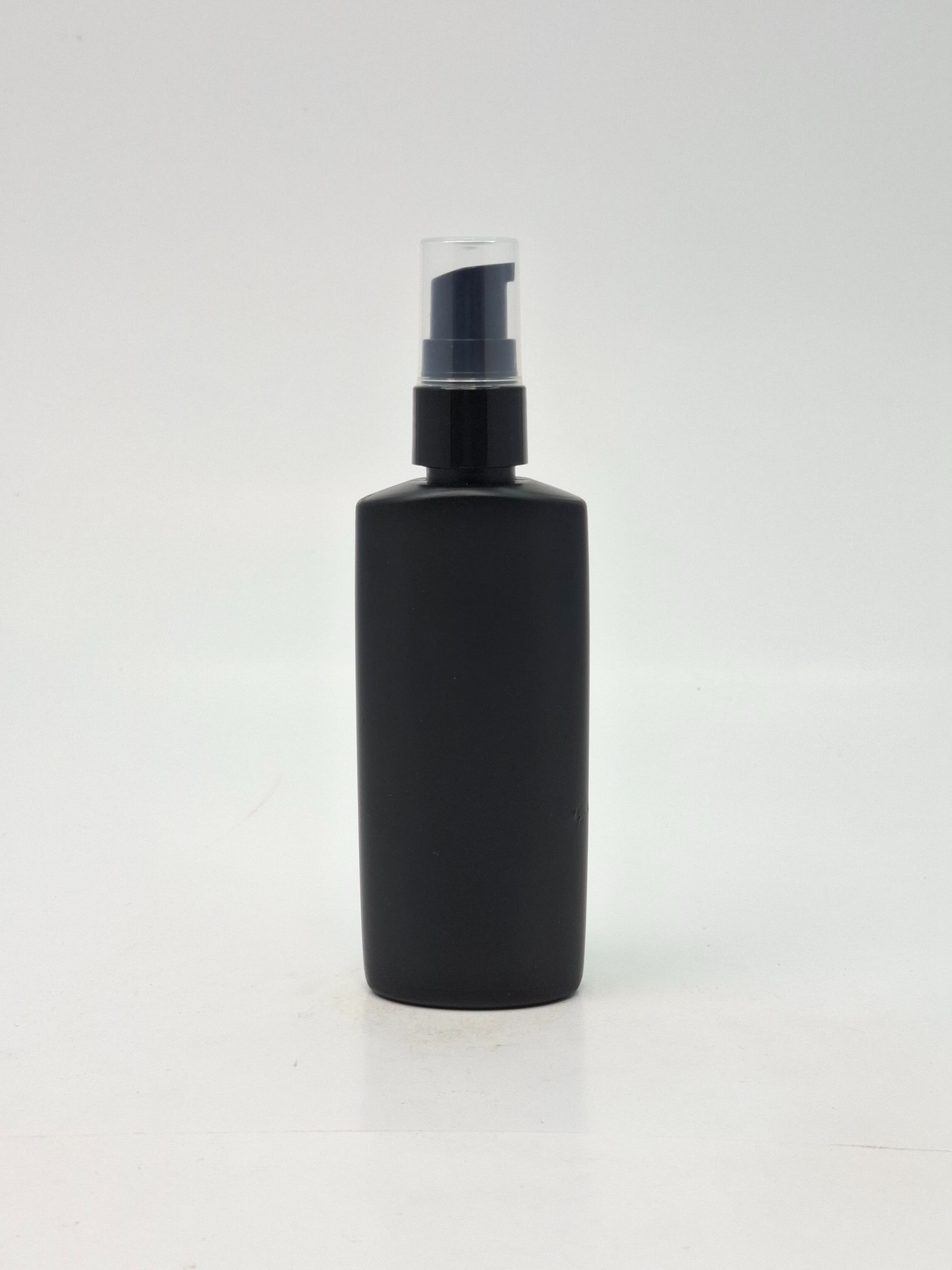 Main image of 100ml Oval HDPE Black Bottle - Black Pump 