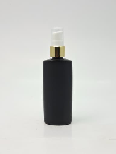 100ml Oval HDPE Black Bottle - Gold Pump