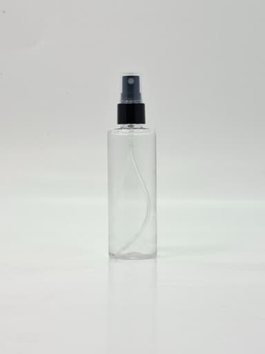 100ml Round Bottle Flat Neck Clear - Black Spray