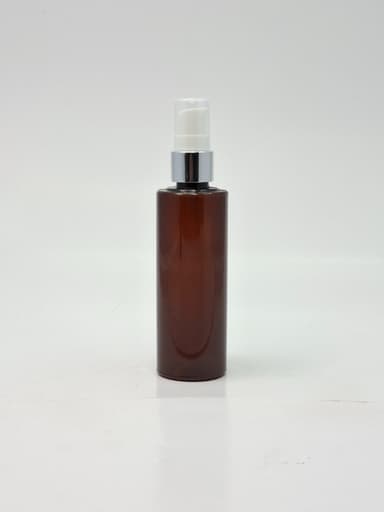 100ml Round Flat Neck Amber - Silver Pump