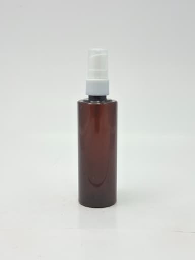 100ml Round Flat Neck Bottle Amber - White Pump