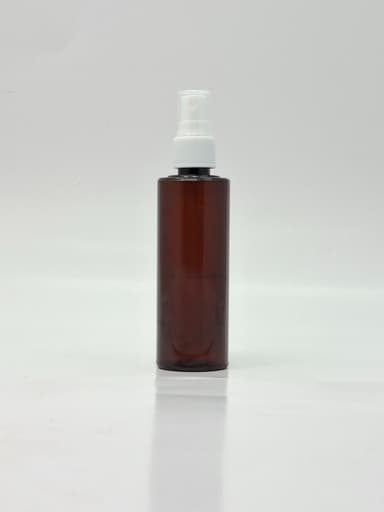 100ml Round Flat Neck Bottle Amber - White Spray