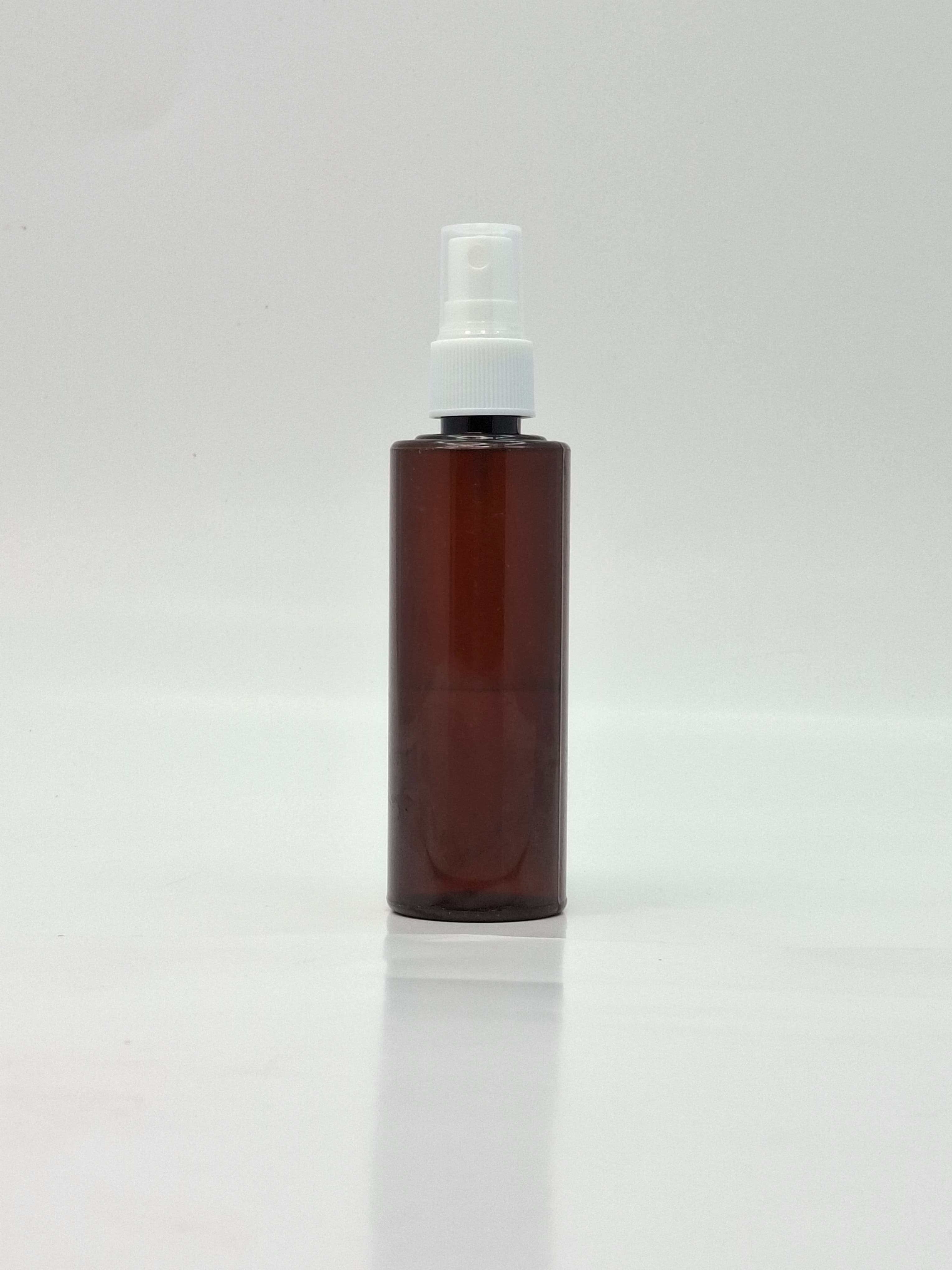 Main image of 100ml Round Flat Neck Bottle Amber - White Spray