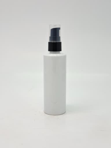 100ml Round Flat Neck Bottle White - Black Pump