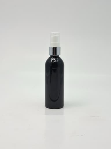 100ml Round Neck Bottle Black - Silver Pump