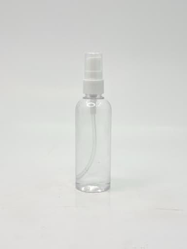100ml Round Neck Bottle Clear - White Pump