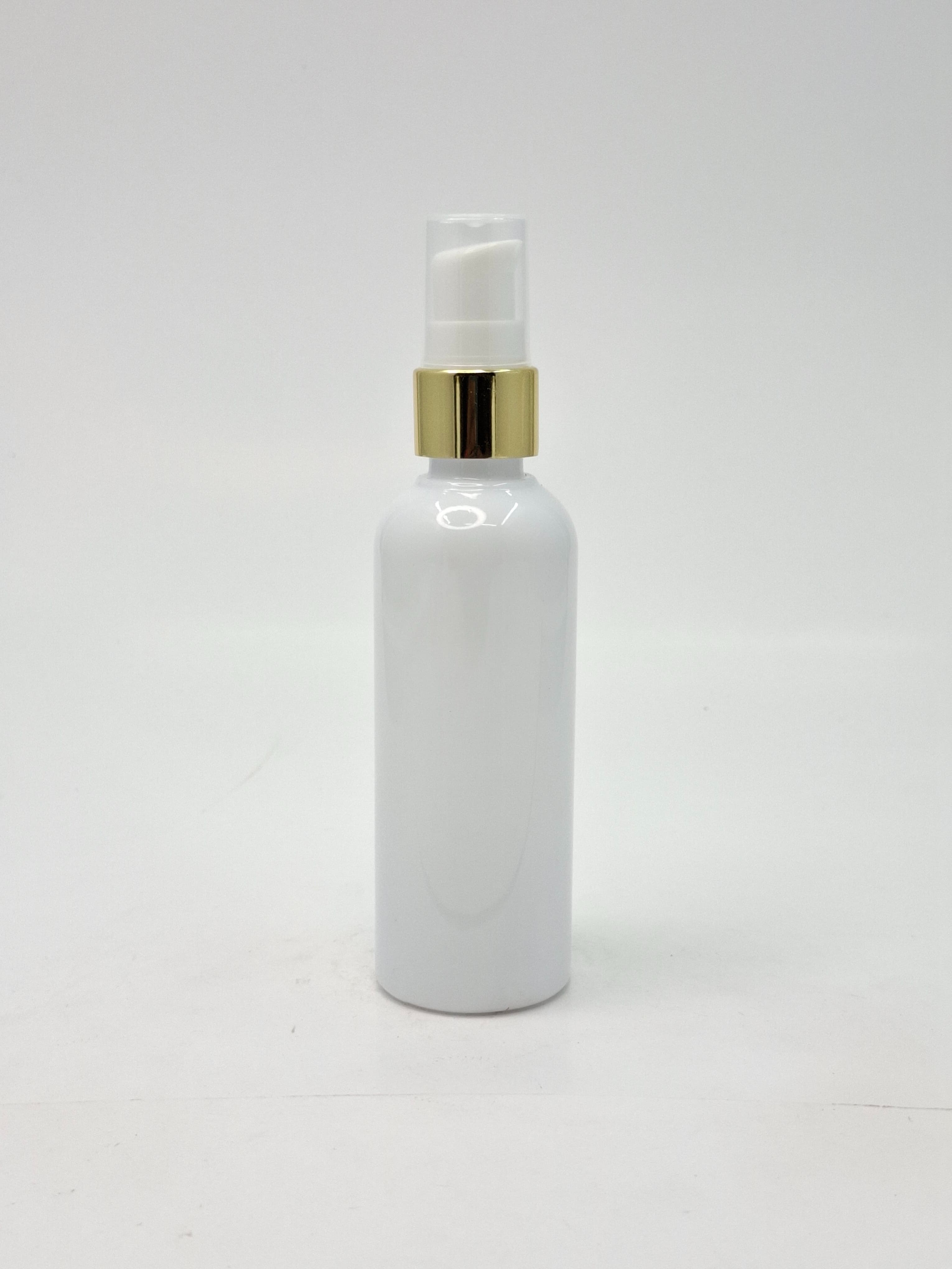 Main image of 100ml Round Neck Bottle White - Gold Pump