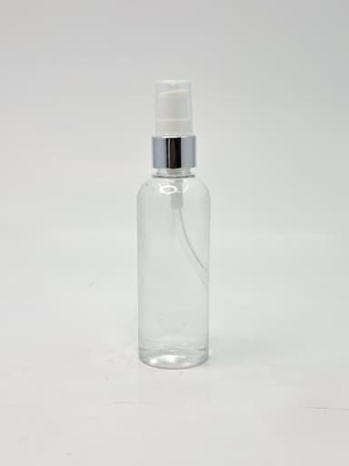 100ml Ruond Neck Bottle Clear - Silver Pump