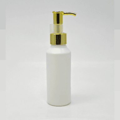 100ml White HDPE Bottle - Gold Long Neck Pump