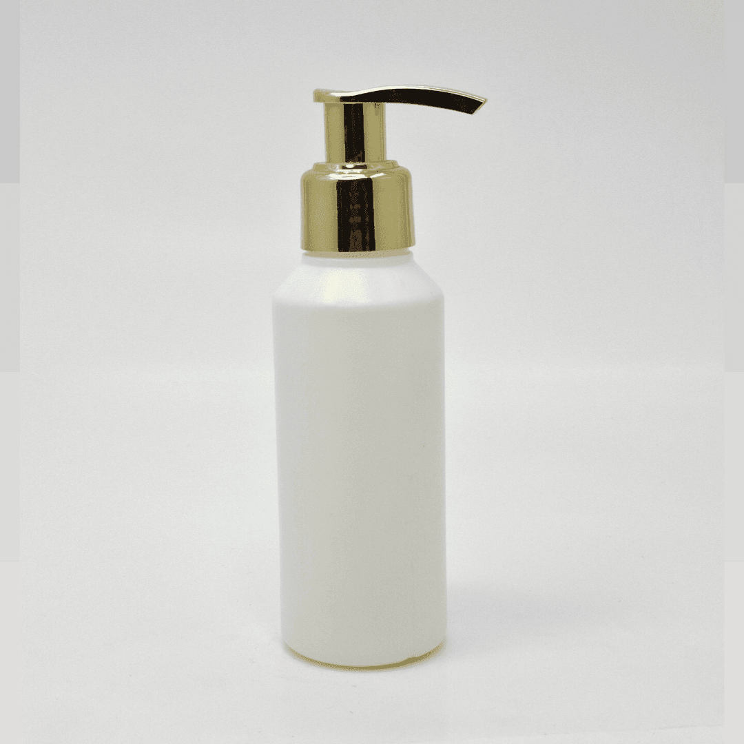 Main image of 100ml White HDPE Bottle - Gold Pump
