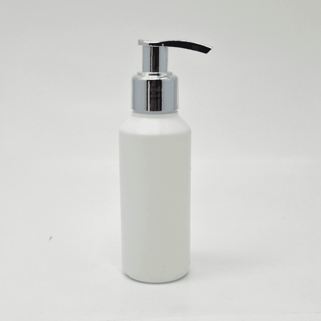 Main image of 100ml White HDPE Bottle - Silver Pump