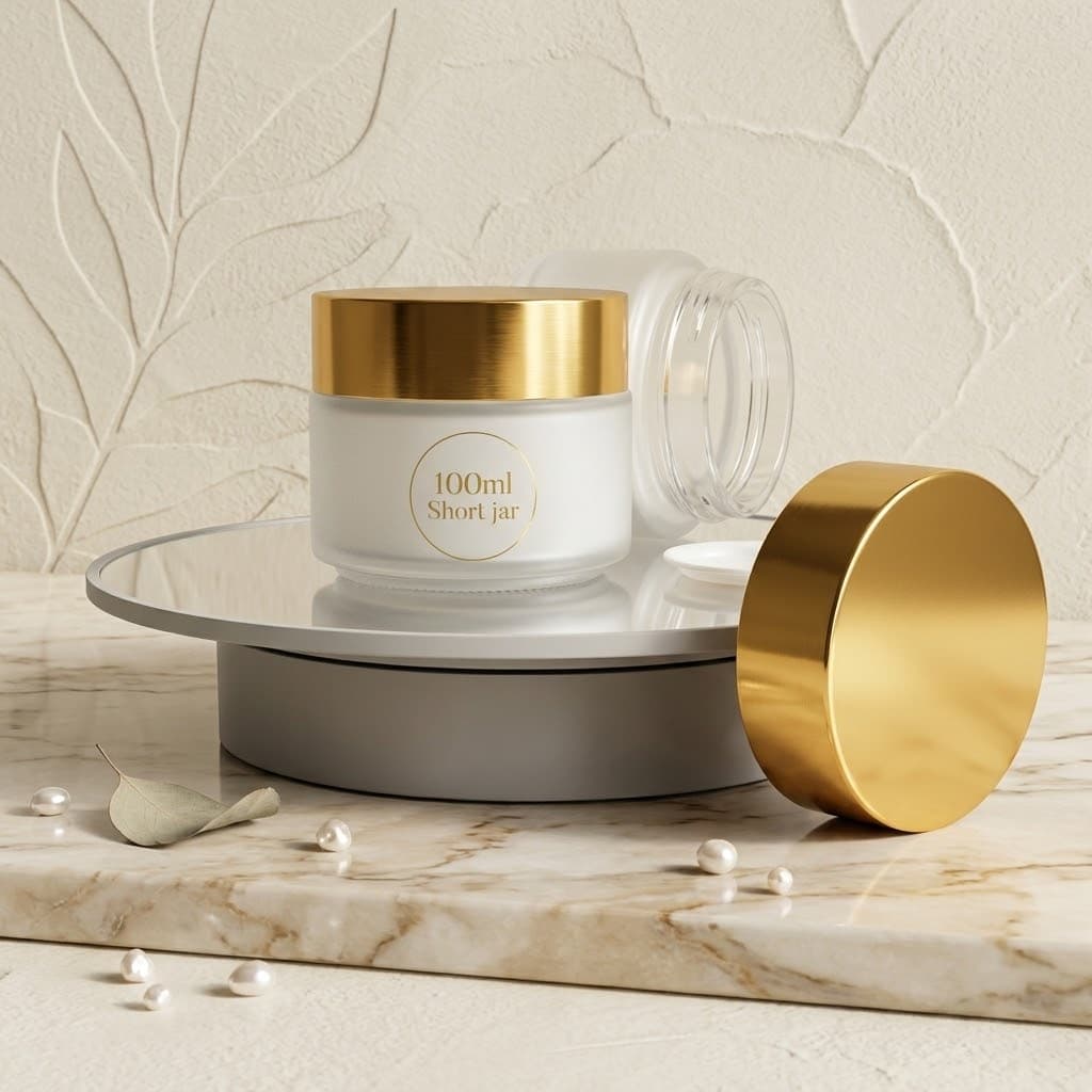 Main image of 100ml Frostet Glass Cream Conteiner - Gold Lid