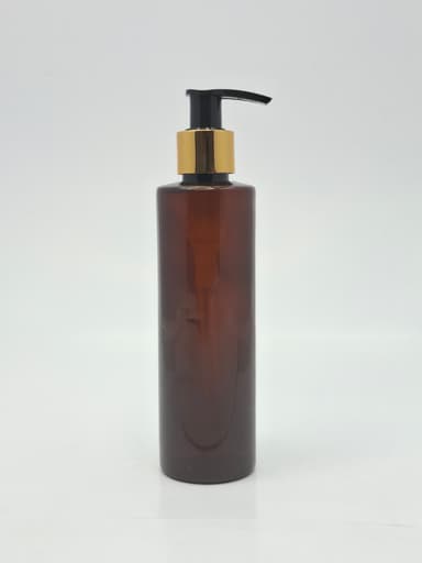 200ml Amber Bottle - Gold / Black Pump