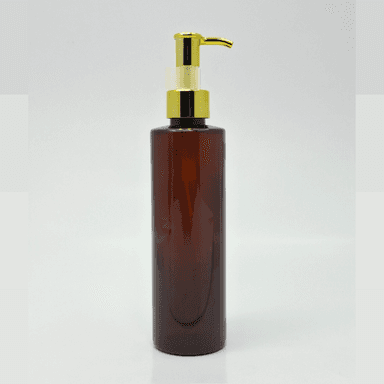 200ml Amber Bottle - Gold Long Neck Pump