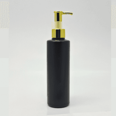 200ml Black HDPE Bottle - Gold Long Neck Pump