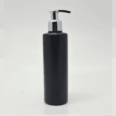 200ml Black HDPE Bottle - Silver Pump