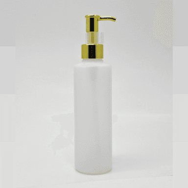 200ml Clear HDPE Bottle - Gold Long Neck Pump