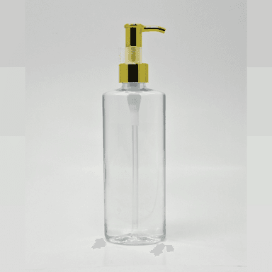 200ml Oval Bottle - Gold Long Neck Pump