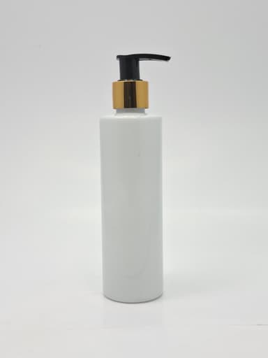 200ml White Bottle - Gold / Black Pump