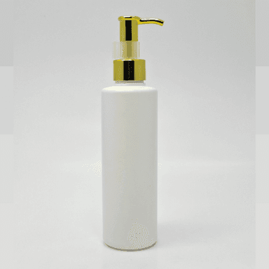 200ml White HDPE Bottle - Gold Long Neck Pump