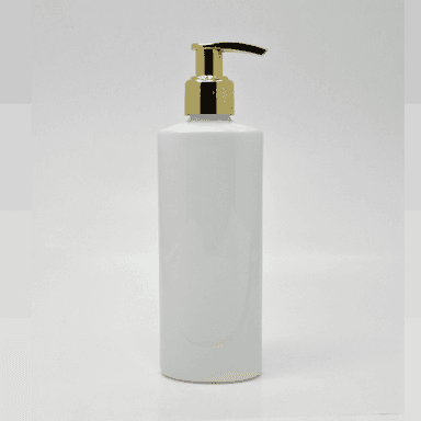 200ml White Oval Bottle - Gold Pump