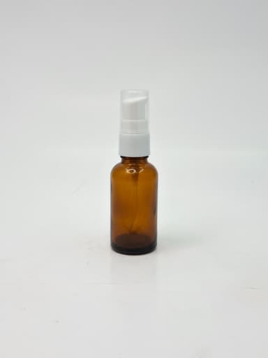 30ml Amber Glass Bottle - White 
