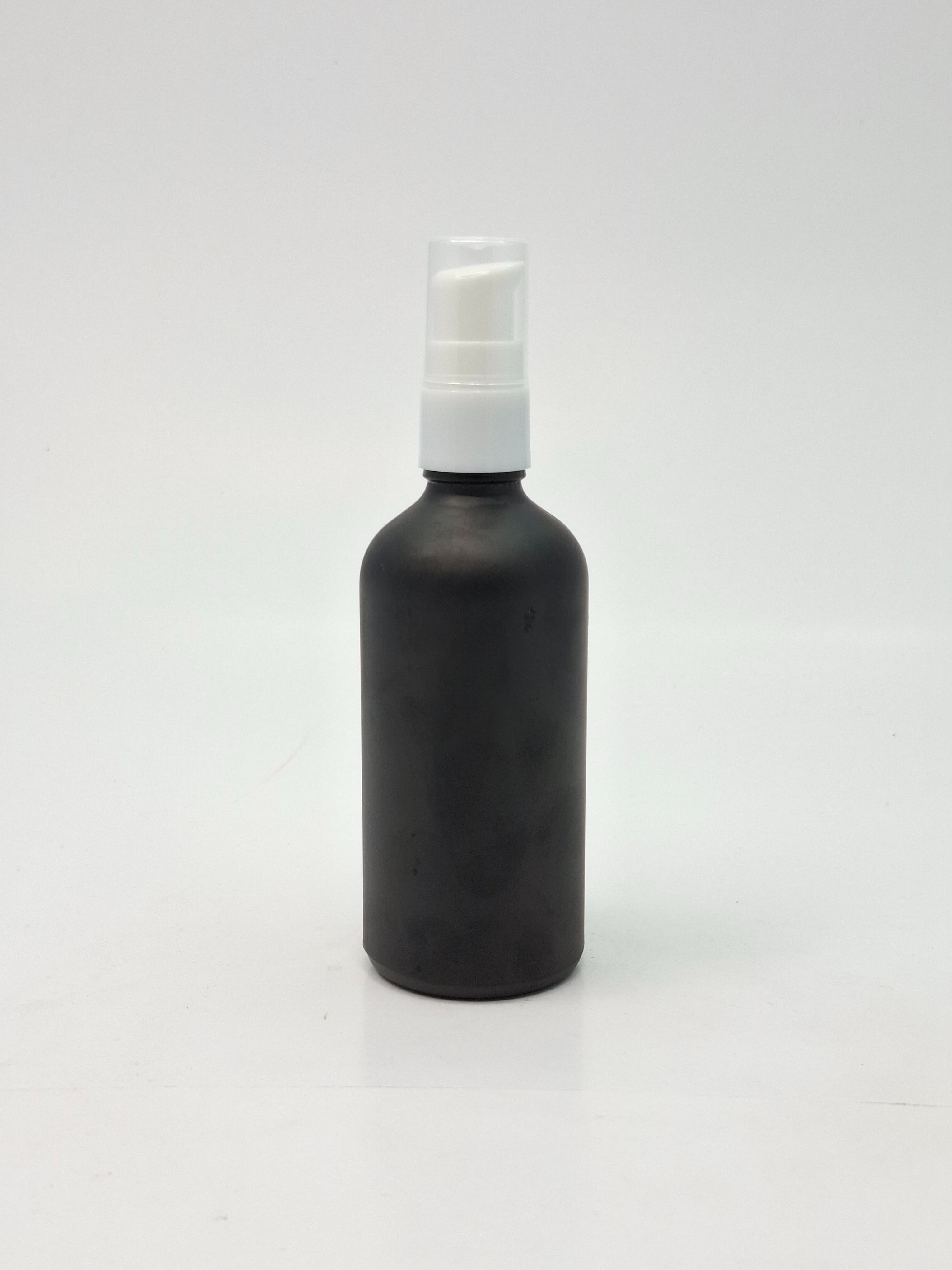 Main image of 100ml Black Glass Bottle - White Pump 