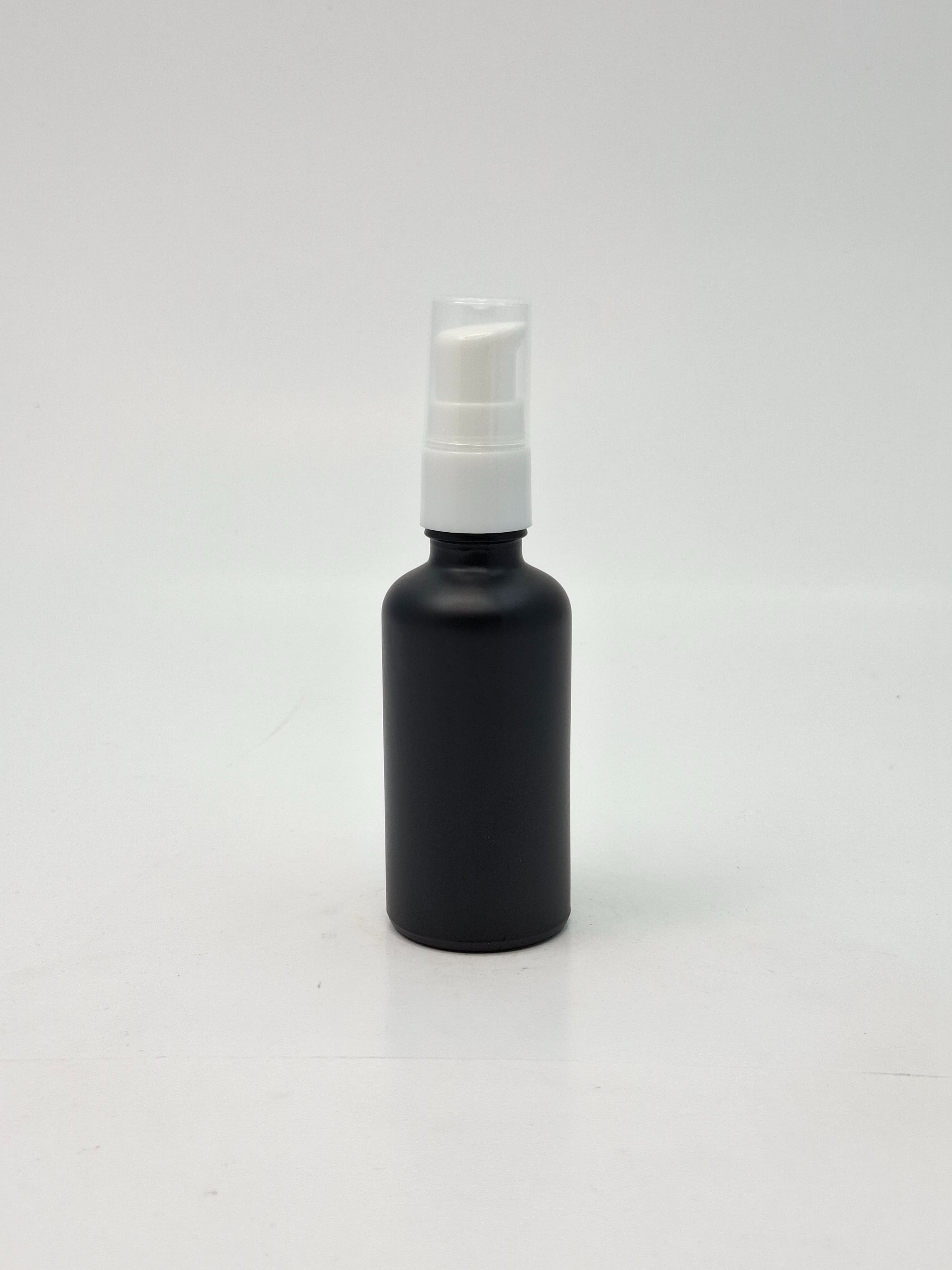 Main image of 50ml Black Glass Bottle - White Pump 