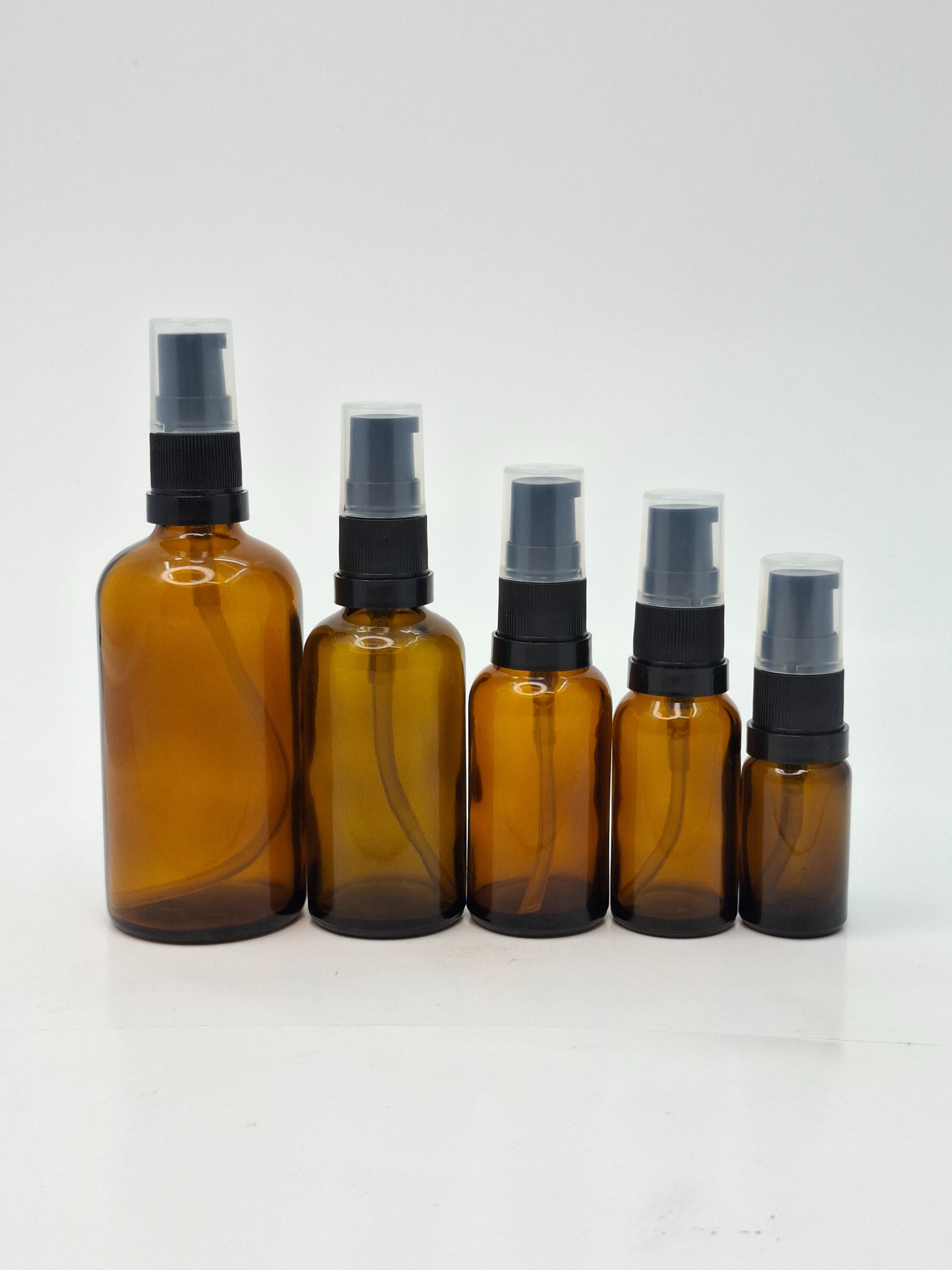 Thumbnail 2 of 50ml Amber Glass Bottle - Black Pump