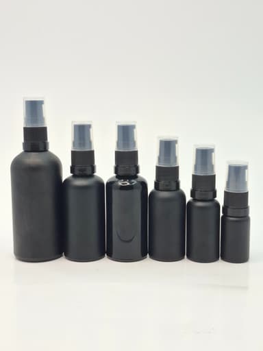 100ml Black Glass Bottle - Cream Pump Black