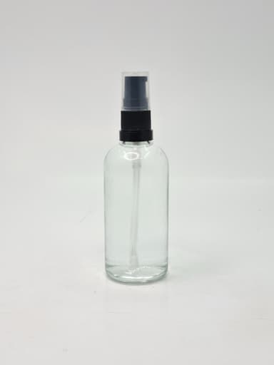 100ml Clear Glass Bottle - Black Pump