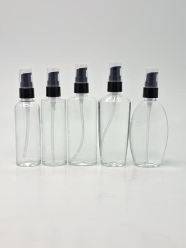 100ml Clear Bottle - Cream Pump Black