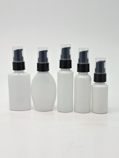 30ml-50ml White Bottle - Cream Pump Black
