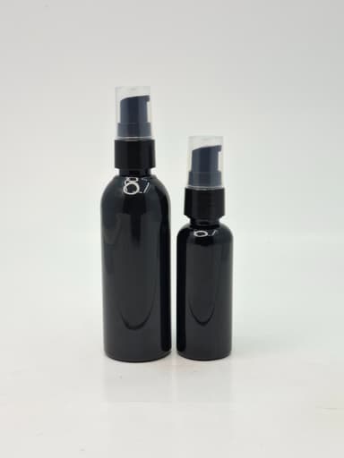 100ml Round Neck Bottle  Black - Cream Pump Black