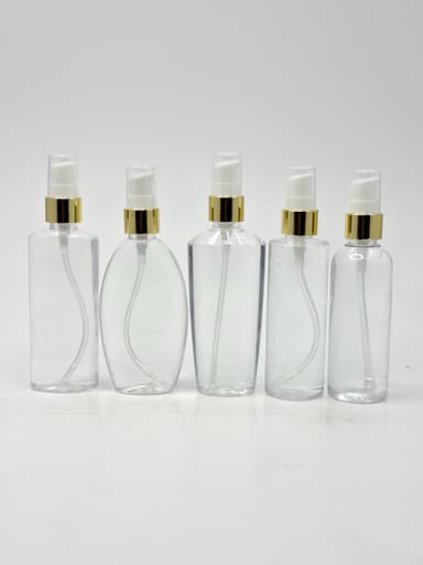 100ml Clear Bottle - Cream Pump Gold