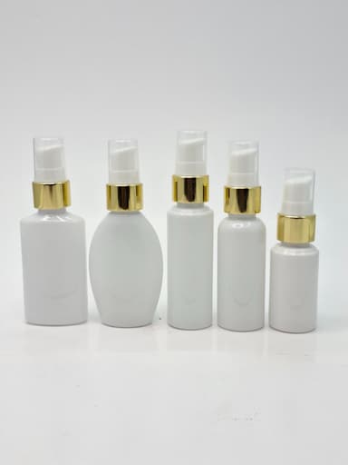 30ml-50ml Milk White Bottle - Cream Pump Gold