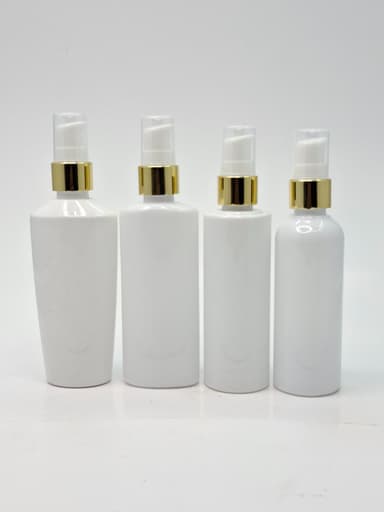 100ml Milk White Bottle - Cream Pump Gold