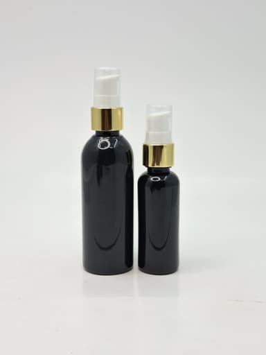 50ml-100ml Round Bottle Black - Cream Pump Gold