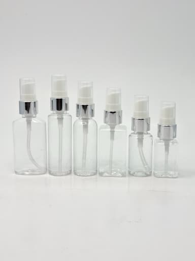 30ml-50ml Clear Bottle - Cream Pump Silver