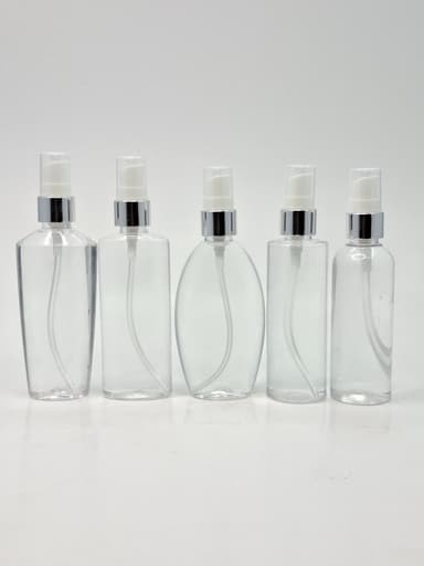 100ml Clear Bottle - Cream Pump Silver