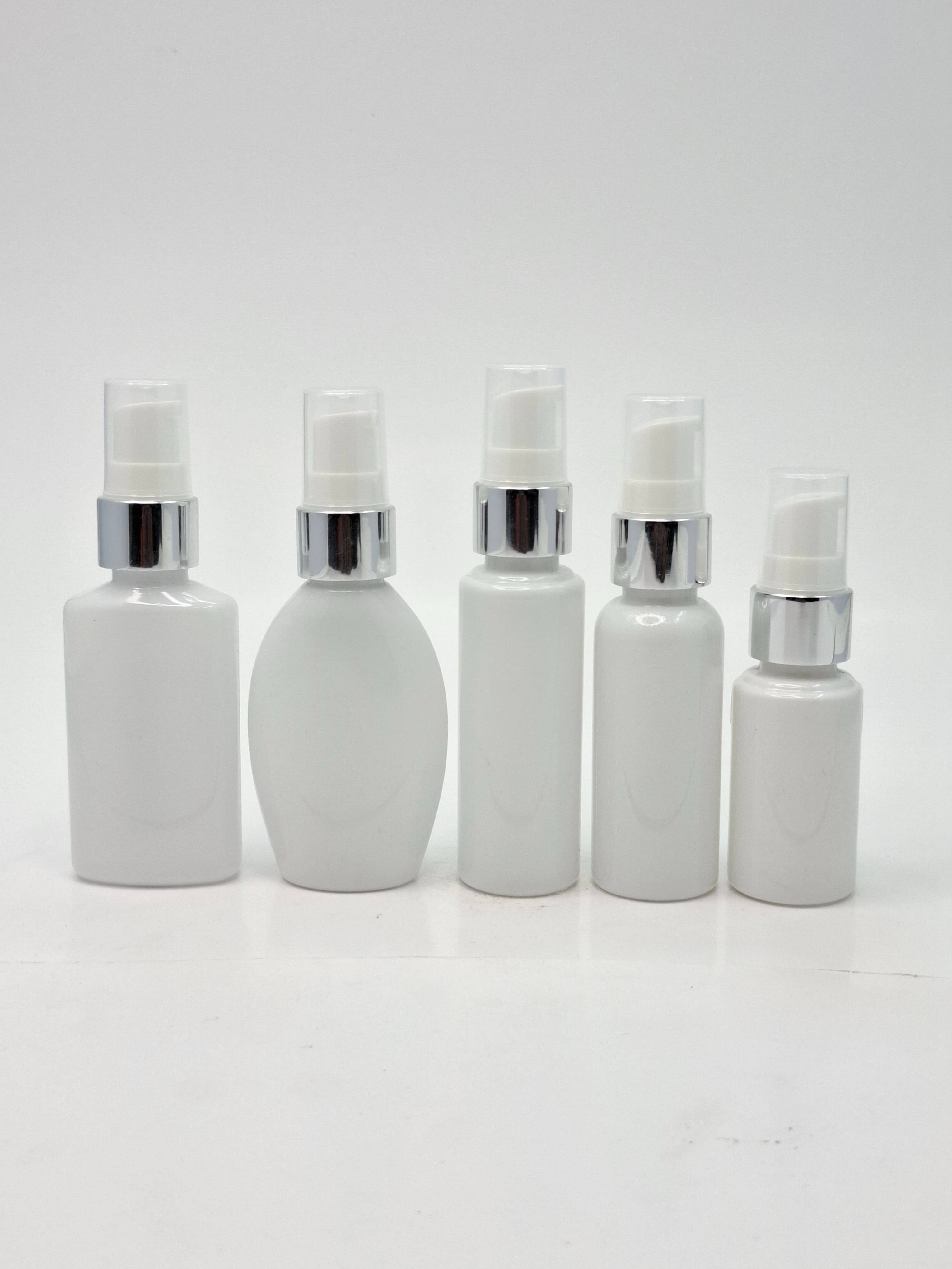 Main image of 30ml-50ml White Bottle - Cream Pump Silver