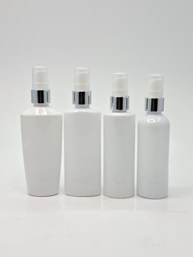 100ml Milk White Bottle - Cream Pump