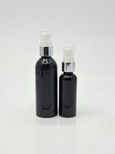 50ml-100ml Round Bottle Amber - Cream Pump Silver