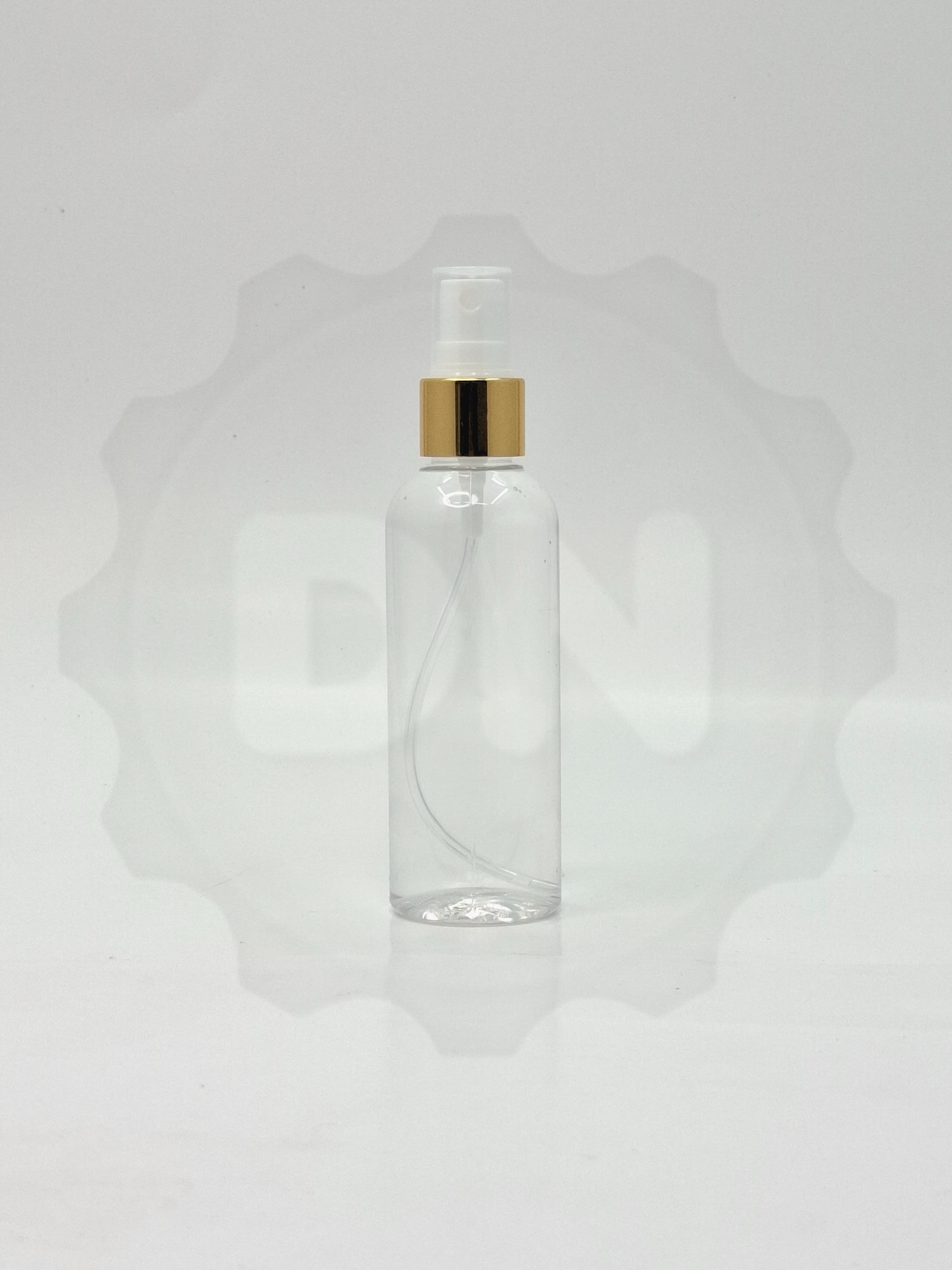 Main image of 100ml Round Bottle Clear - Gold Spray 