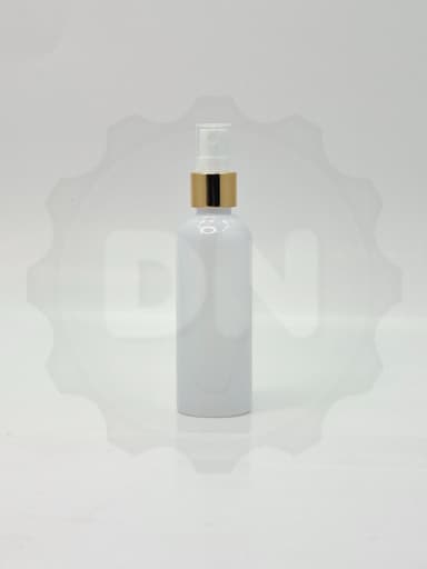 100ml Round Neck Bottle White - Gold Spray 