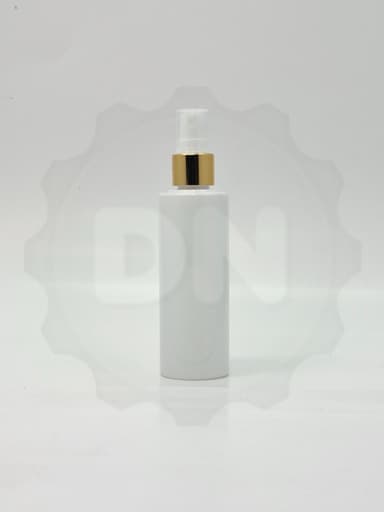 100ml Round Flat Neck Bottle White - Gold Spray 