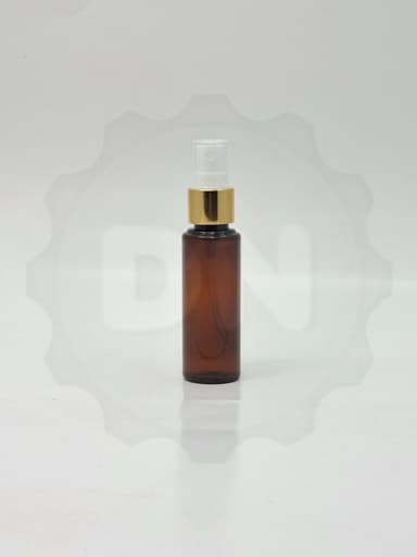50ml Round Bottle Amber - Gold Spray 